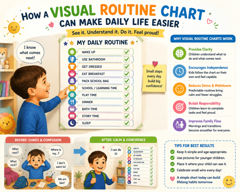 
`Visual routine chart helping children follow daily activities with ease`
